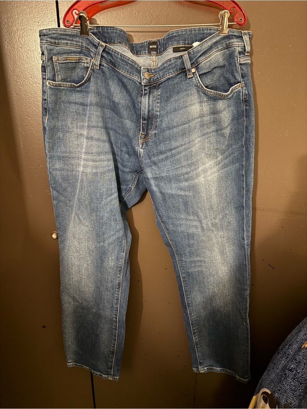 Boss Men's Medium Blue Straight-Leg Jeans